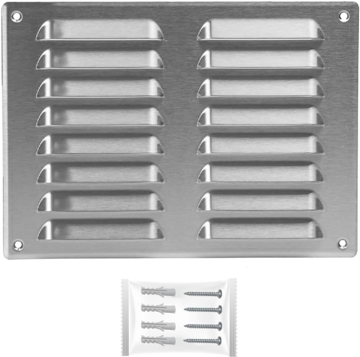 Ventilatiegrille 260 x 190 mm met Insectenbescherming - Hoogwaardige Roestvrijstalen Ventilatieoplossing voor Binnen en Buiten