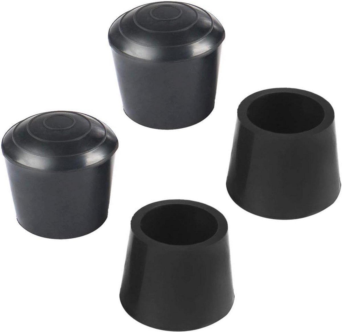 Rubberen voetdoppen voor tafel- en stoelpoten - 4 stuks 22mm zwart