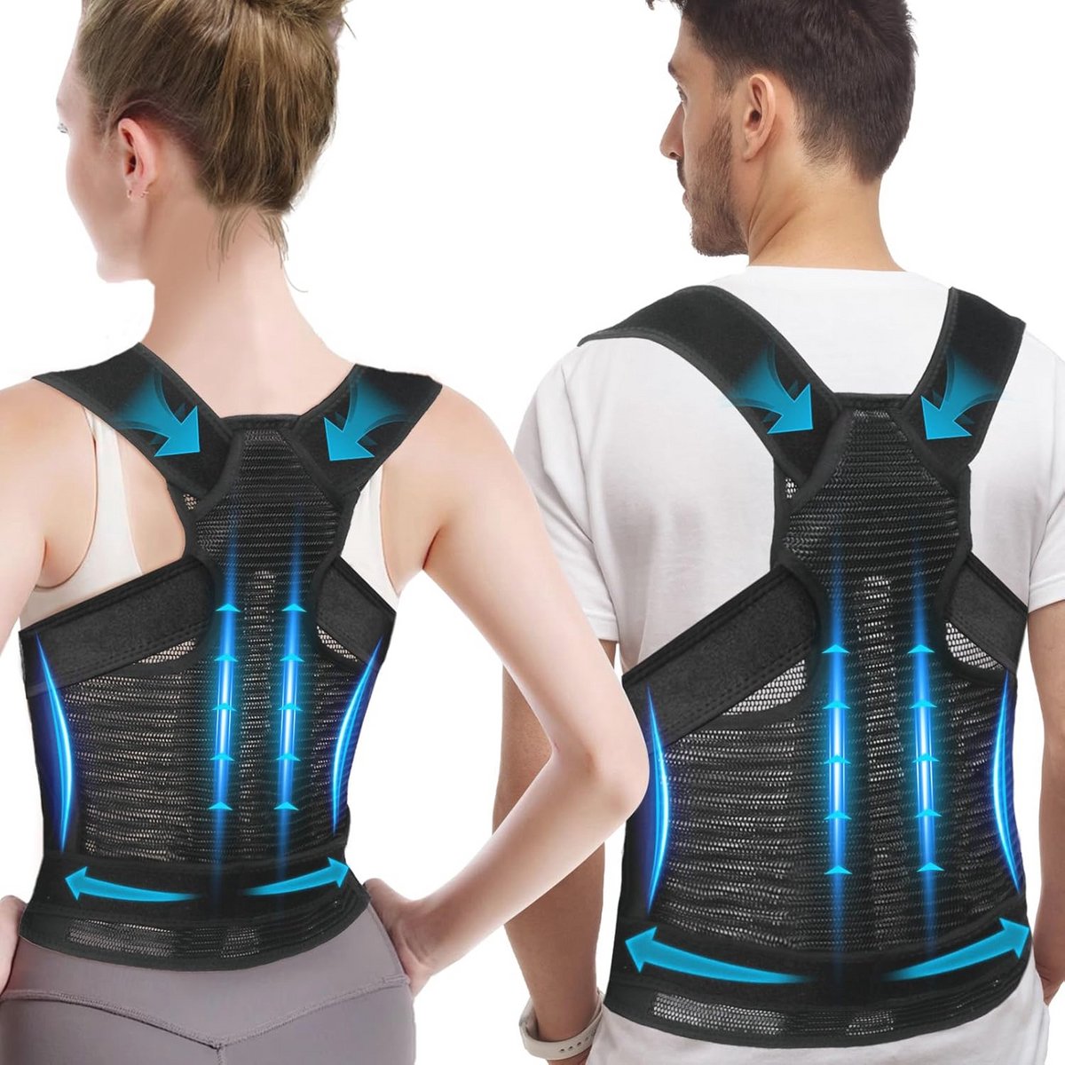 Posture Corrector for Men and Women - Ergonomic Design for Back and Neck Pain Relief, Adjustable and Breathable, Ideal for Gym and Office