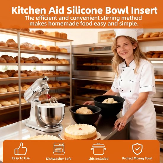 Siliconen Inzetstukken - Siliconen Mengkom Liner - Mengkom Vervanging - Mixeraccessoires - Mengkom Geschikt Voor 5 Quart Tilt-head Stand Mixers van Merkloos — afbeelding 3