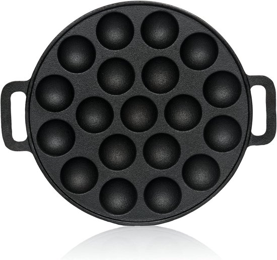 SNJY® Poffertjespan - Poffertjesmaker - Poffertjesplaat - 19 Vormen - Ø24 - Zwart
