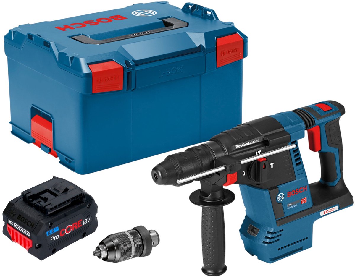Bosch GBH 18V-26 F Professional accu-boorhamer 18 V 2,6 J SDS plus Brushless + 1x ProCORE accu 5,5 Ah + L-Boxx - zonder oplader
