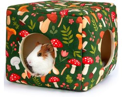 Caviahuisje met dubbele ingang – wasbaar nest voor kleine dieren – warm, zacht, antislip nest – geschikt voor hamsters, chinchilla's, fretten en andere knaagdieren.