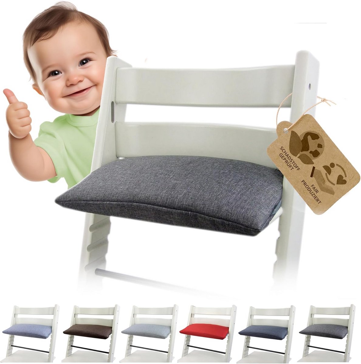 Vervangend Zitkussen voor Kinderstoel - Comfortabele Overtrek voor Stokke Tripp Trapp
