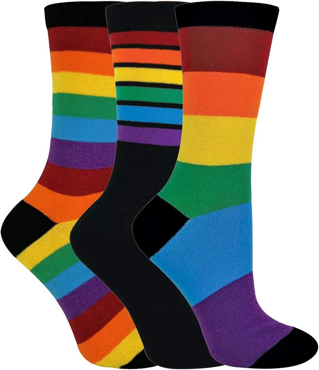 3 Paar Kinder Sokken Regenboog Gestreept Katoen voor Jongens en Meisjes