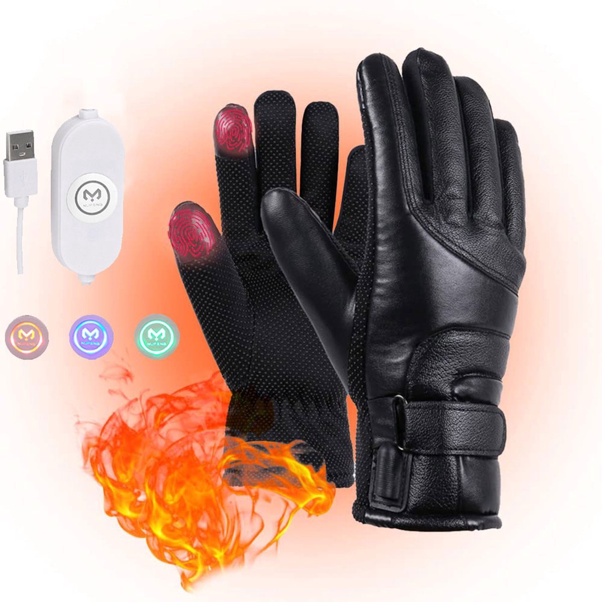 Handschoenen - Verwarmde handschoenen - Warme leren handschoenen - 26*12*5cm -Oplaadbaar via USB - Touchscreen verwarmde handschoenen - Powerbank niet inbegrepen - Drie temperatuurinstellingen