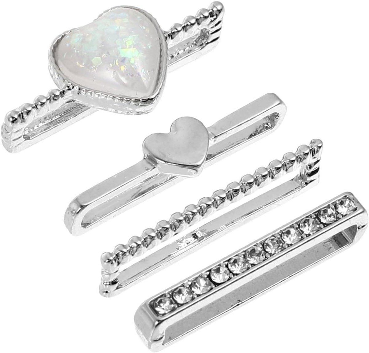 Allecta - 4 stuks fonkelende decoratieve ringen voor 38 mm siliconen bandjesjuwelen armband accessoires.