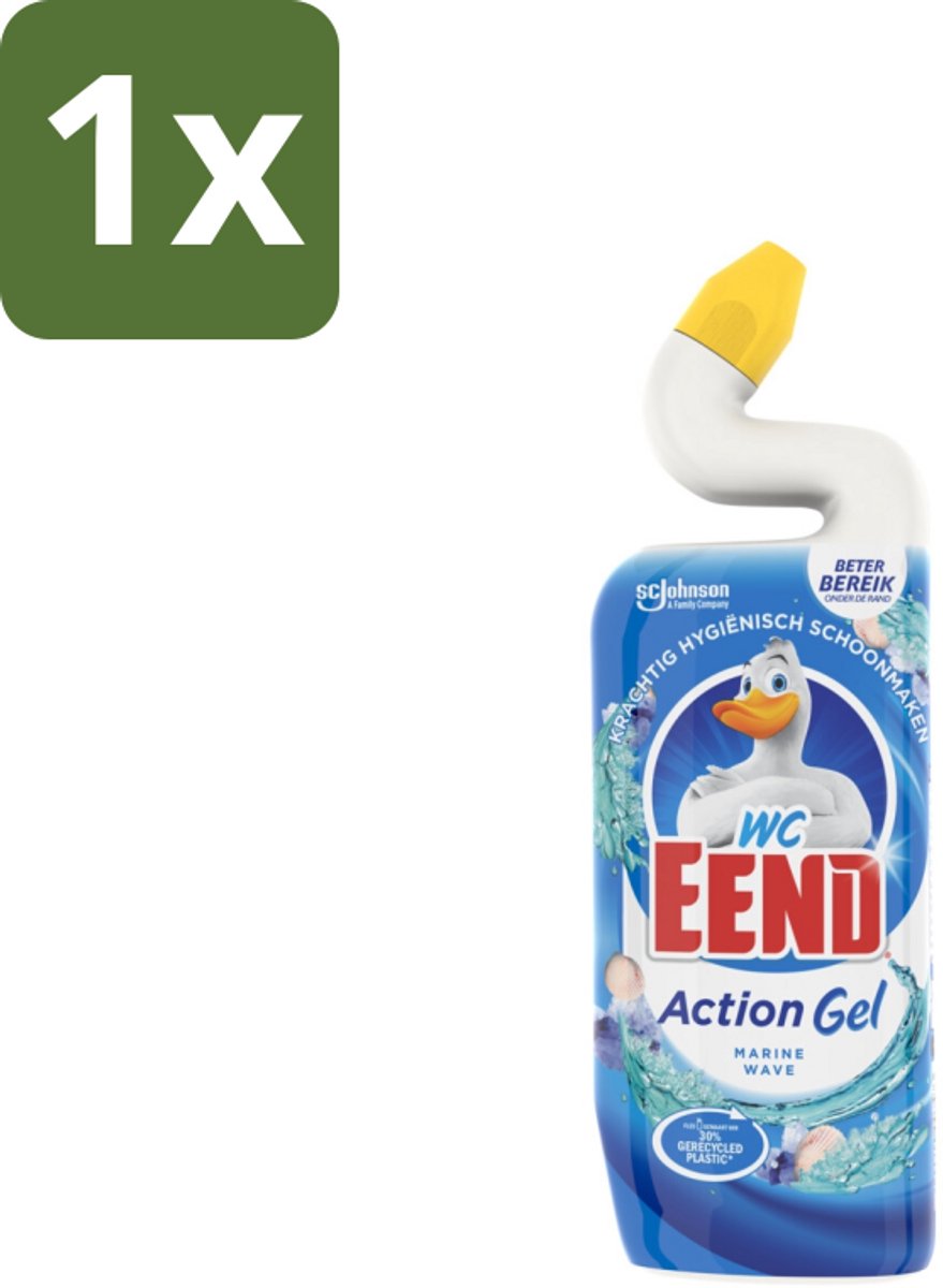 1 x WC Eend - Action Gel Marine Wave - Toiletreiniger - Zeegeur & Diepe Reiniging - 750 ml - Toiletreiniger - Zeegeur - Reiniging - Kalkaanslag - Vlekken