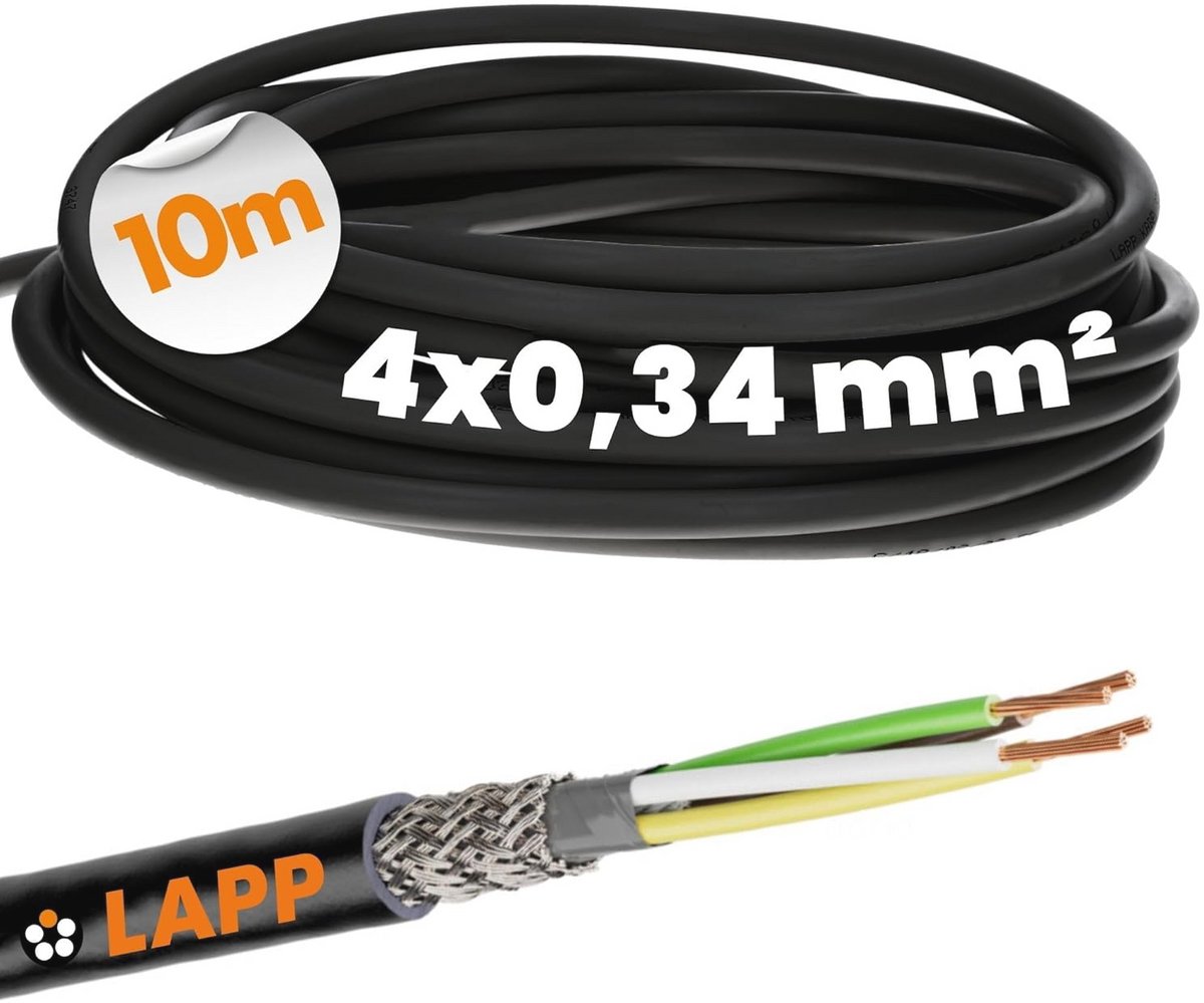 Afgeschermde besturingskabel 4 x 0,34 mm², UV-bestendig, 10 meter lengte, Aderige signaalkabel voor buitengebruik