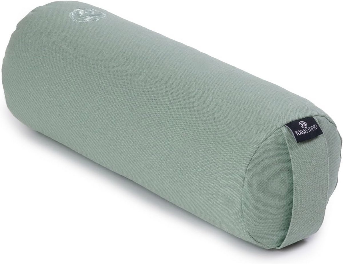 Lichte Kapok Mini Bolster voor Yoga en Rugstrekken - 32x12cm - Saliegroen