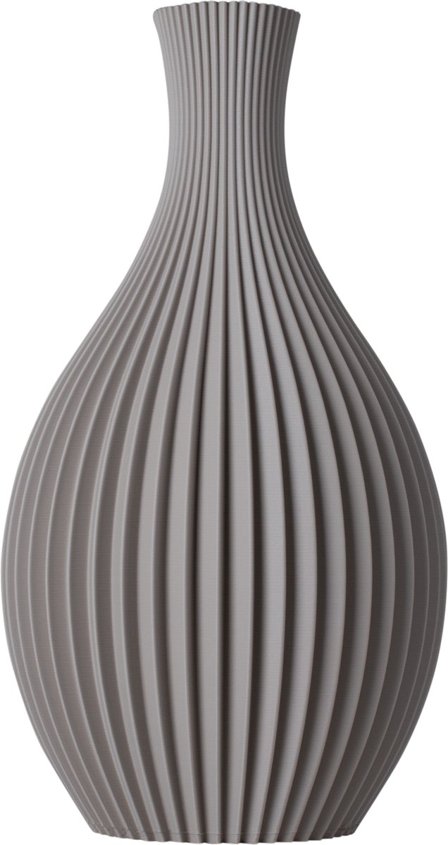 Slimprint Vaas LILY, Greige, L19,2 x B14 x H35 cm, Moderne Tafeldecoratie, Ovale Decoratie Vaas voor Droogbloemen, Gerecycled Biokunststof