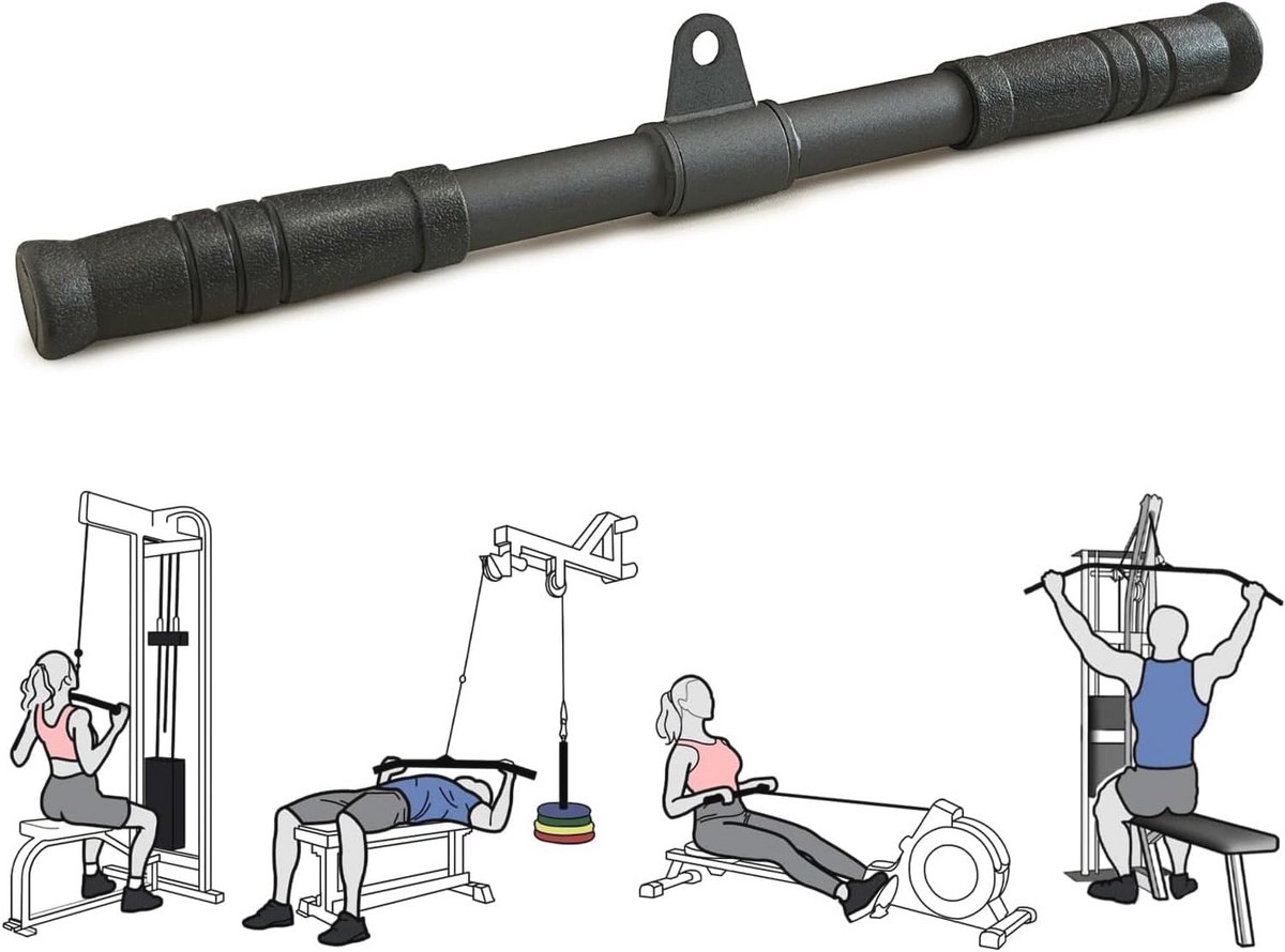 LAT Pull Down Bar met Draaibare Kabel en Stil Katrol voor Thuis Gym - Verbeter Triceps en Grip