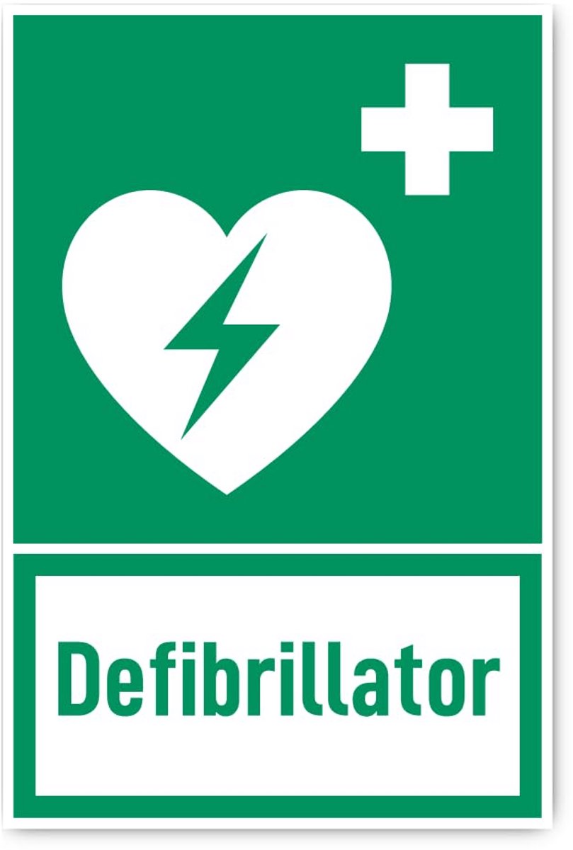 AED Gebruikssignalisatie Sticker - Rood Wit Rechthoekig Bord