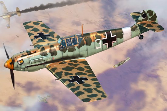 HobbyBoss Kit de Modélisme Avions - 81793 Messerschmitt Bf 109E-4/Trop - Avion à Hélice Allemand WWII Plastique - 1:48 - Modélisme