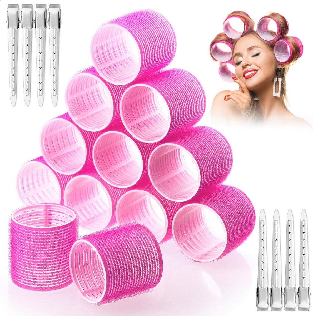 24 Haarkrulspelden en Haarrollen Set met Clips - Perfect voor Krullen en Stylings