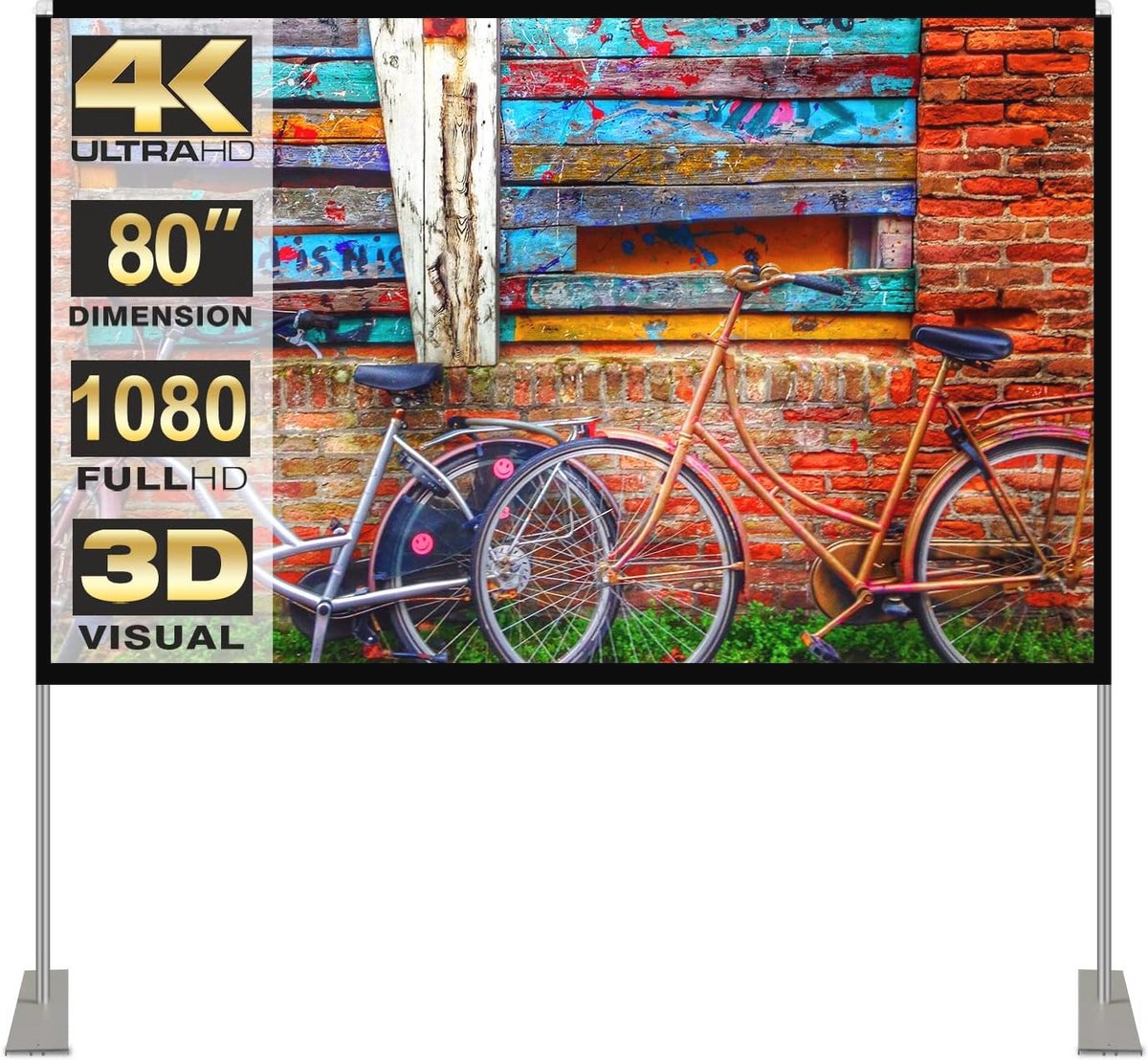 Draagbaar Projectiescherm 80 Inch voor Buiten - Filmprojectiescherm 4K HD met Draagtas - Ideaal voor Thuisbioscoop en Reizen