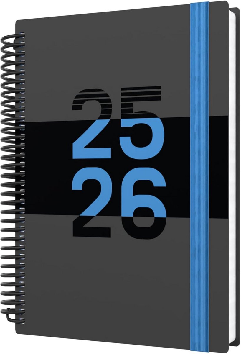 12 maanden Midden/Academische jaarplanner A5 Dag-tot-pagina afspraken dagboek - Blauw