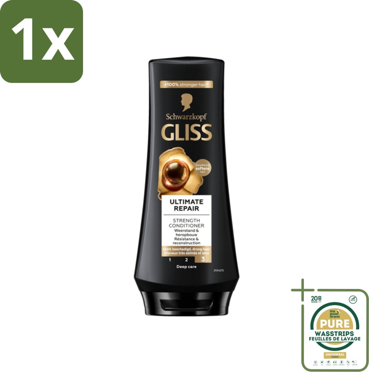 1 x Gliss - Hair Repair - Conditioner voor Ultiem Herstel van Beschadigd Haar - 200 ml- Haar Herstel - Keratine Serum - Beschadigd Haar - Droog Haar - Haar Heropbouw