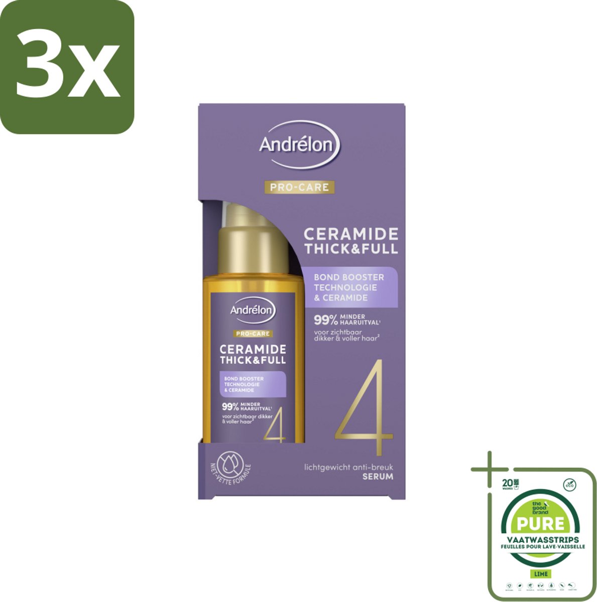 3 x Andrélon – Serum – Pro Care – 50 ml - Grootverpakking - Fijn Haar Verzorging - Dun Haar Verzorging - Haar Versterken - Haar Verdikken - Haar Beschermen