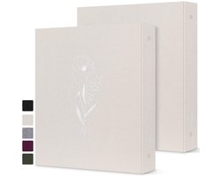 Allecta - Bindmiddel A4 3 ringband 2 stuks - linnen omslag - 2,5 cm ronde ringen - thuiskantoor school journaling - beige - opbergmap documenten administratie