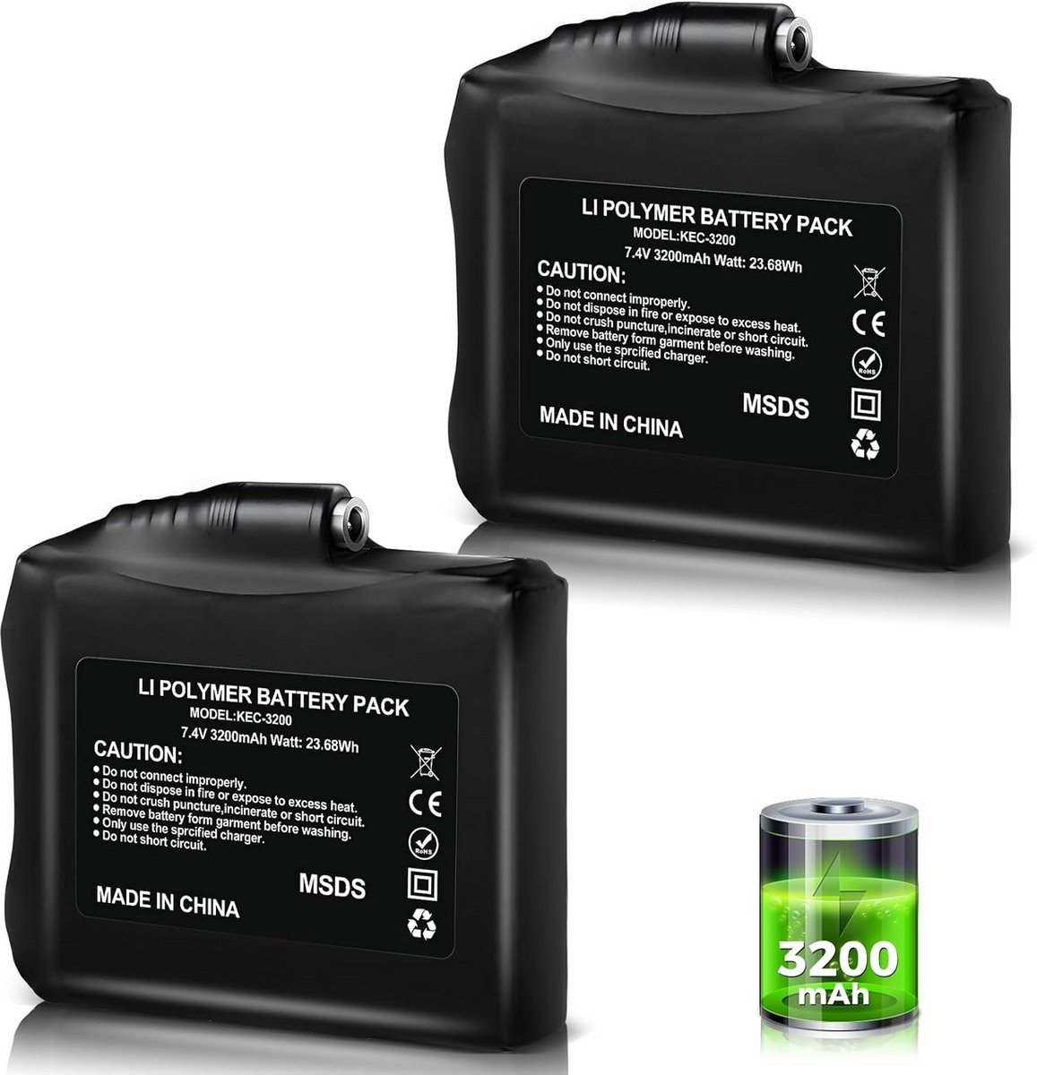 Oplaadbare 3200mAh 7.4V Li-Polymeer Batterij voor Verwarmde Handschoenen en Kleding