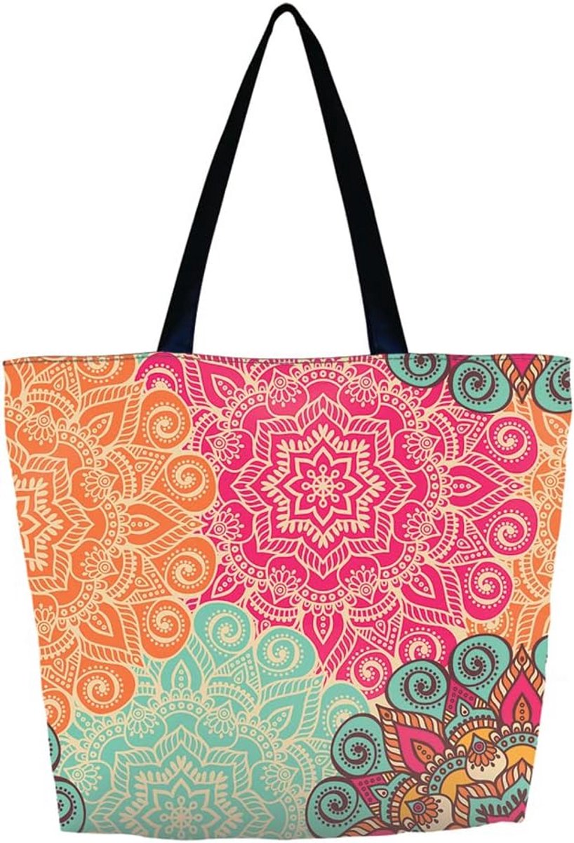 Opvouwbare Stoffen Boodschappentas met Kattenprint - Grote Tote Bag voor Boodschappen en Strand