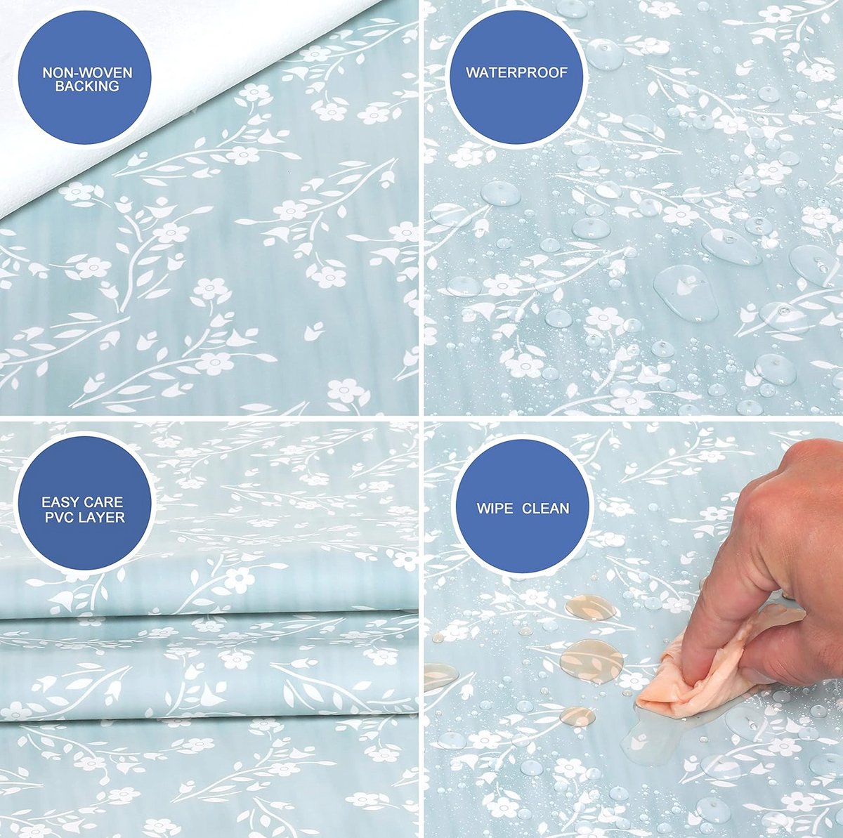 Rechthoekig PVC Tafelzeil 140cm x 200cm met Eend Motief in Blauw en Groen