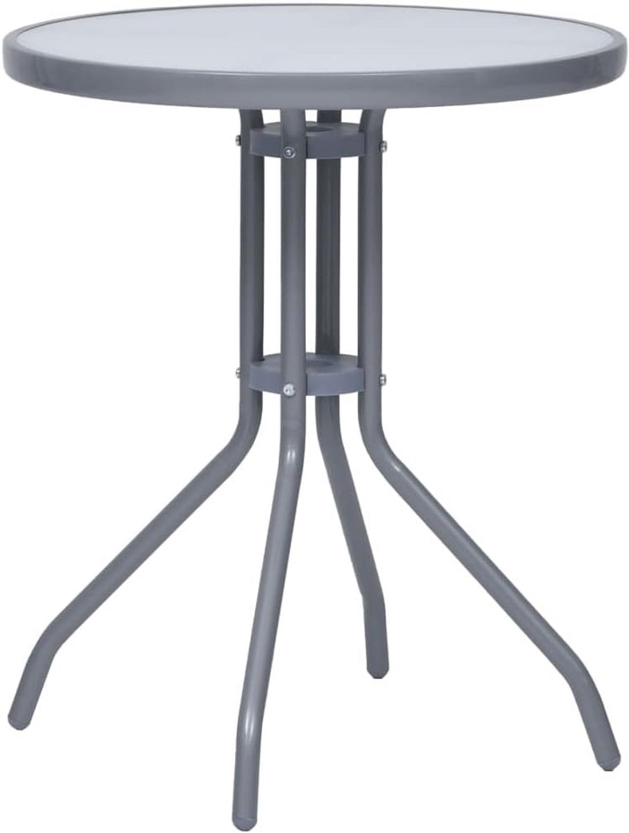 Ronde Tuin Tafel - Elegante Buiten Tafel van Glas en Staal - Ideaal voor Balkon en Tuin