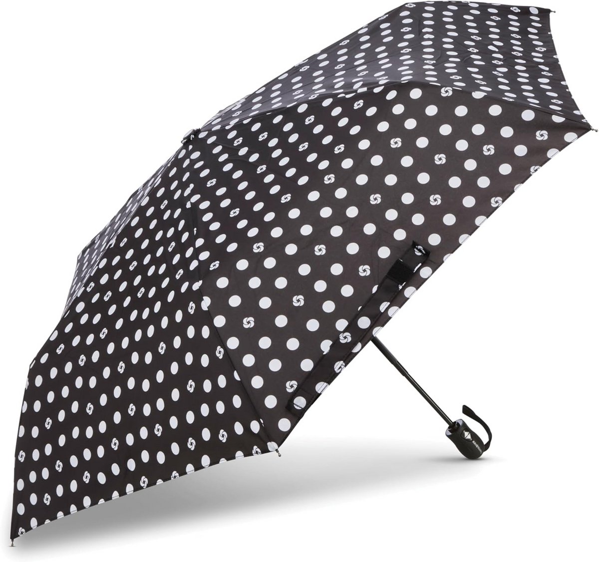 Compacte Auto Open/Dichte Paraplu met Windguard in Zwart/Wit