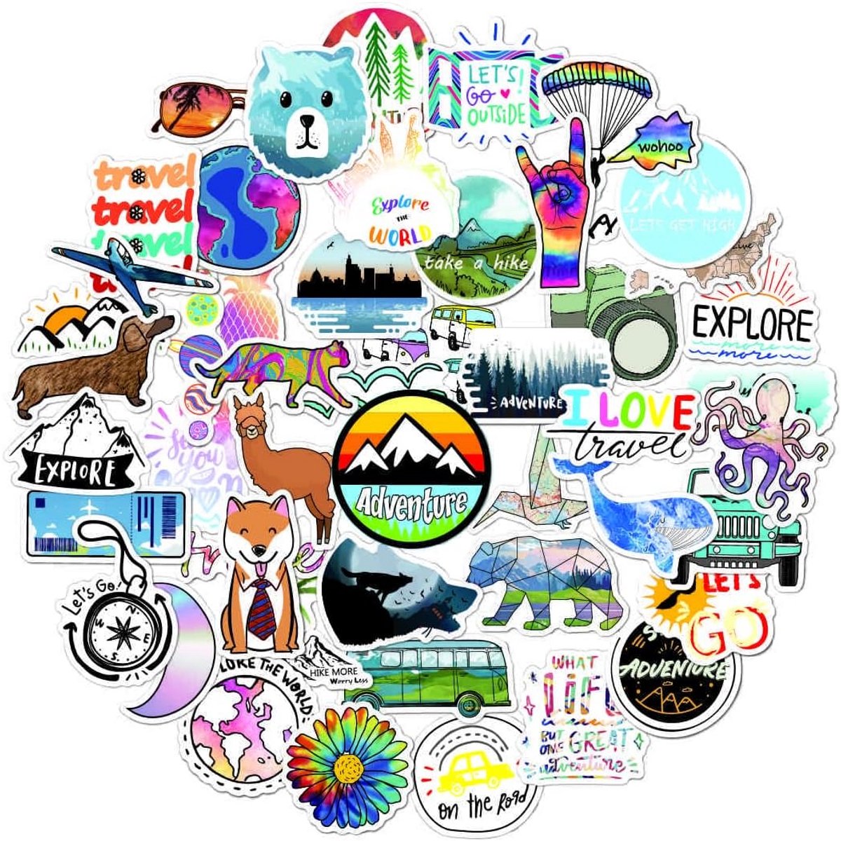 50 Waterdichte Stickersets met Diverse Reismotieven voor Koffers en Bagage