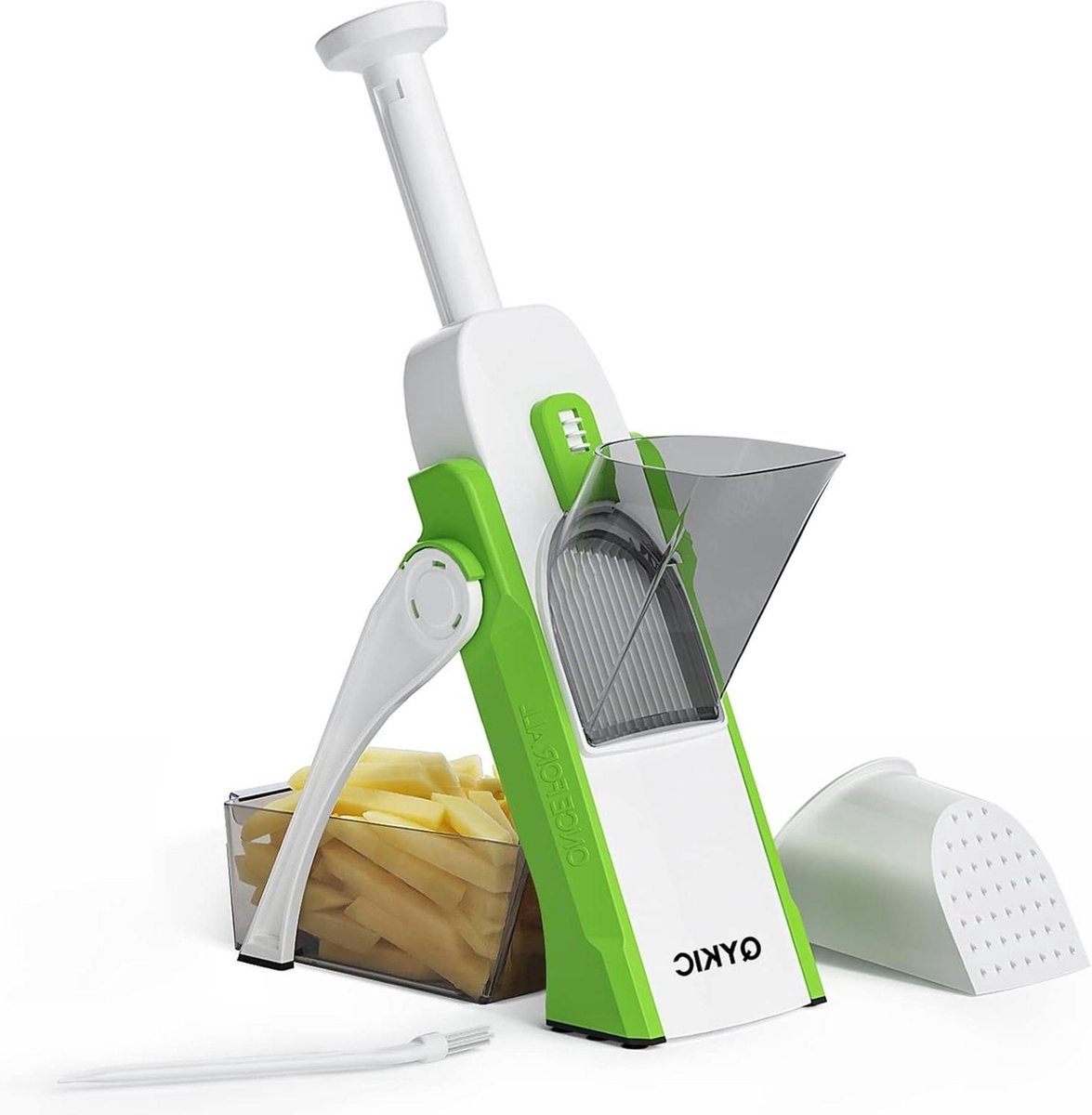 Stunq® Veilige mandoline groentesnijder - multifunctionele aardappelsnijder - groente- en voedselhakselaar - Franse frituursnijder - dikteregelaar - hakartefact voor keukenkok - maaltijdbereiding - keukengereedschap