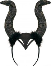 Grote hoorns heks haarband zwart - diadeem horens maleficent halloween