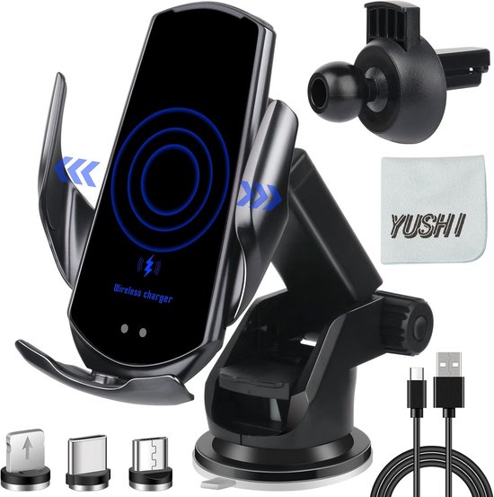 MMOBIEL Telefoonhouder 15W Draadloze Autolader Automatische Telefoonklem Voor In De Auto Autotelefoonhouder Lader Handsfree Telefoonlader Luchtventilatieklem Universeel 594501083