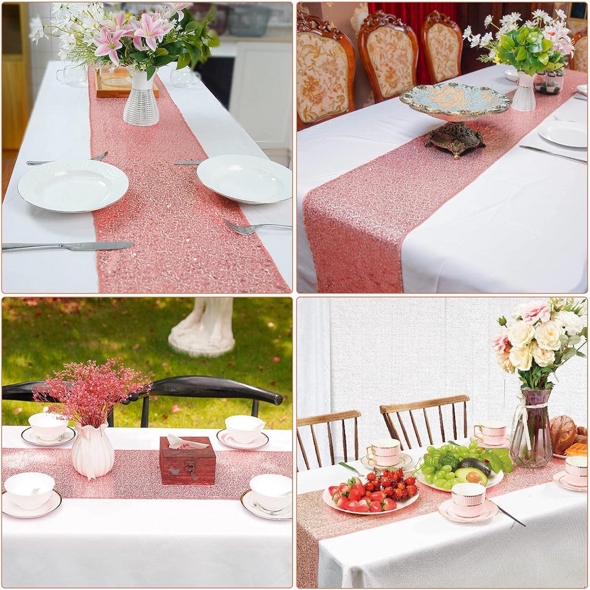 Luxe Pailletten Tafelloper Ronde Glitter Decoratie voor Feest en Bruiloft 30x270 cm