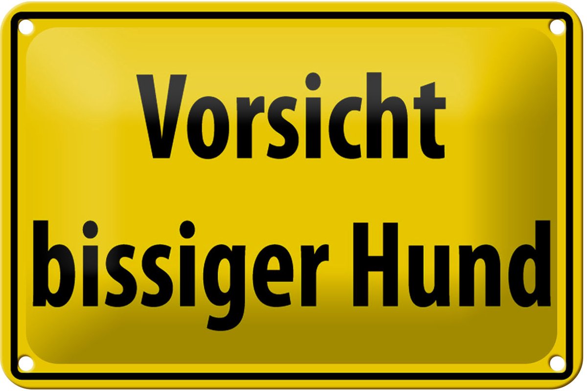 Blechschild Warnschild 18x12cm Vorsicht bissiger Hund