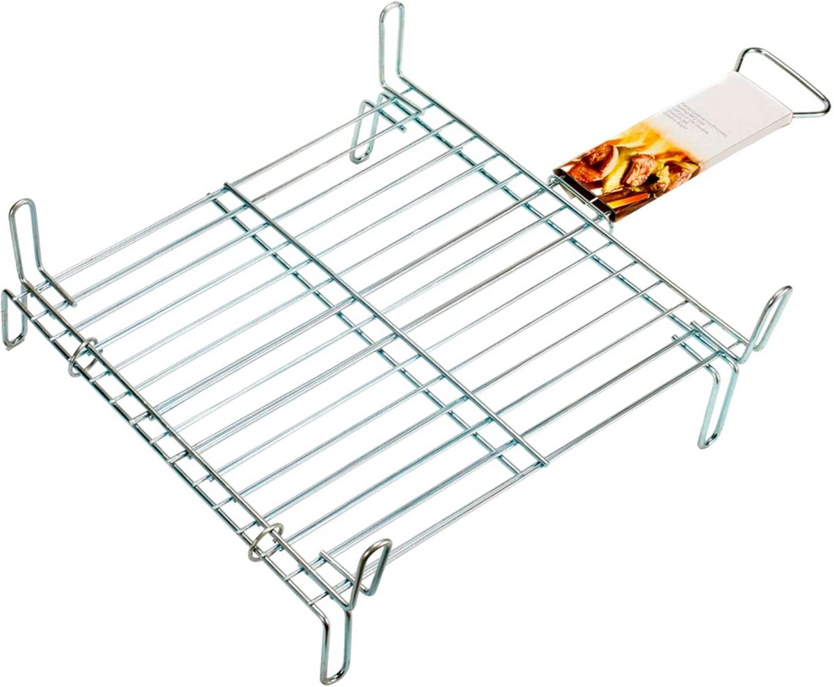 Dubbele Barbecue Grill Vleesvis Rooster Gegalvaniseerd 40x40 cm