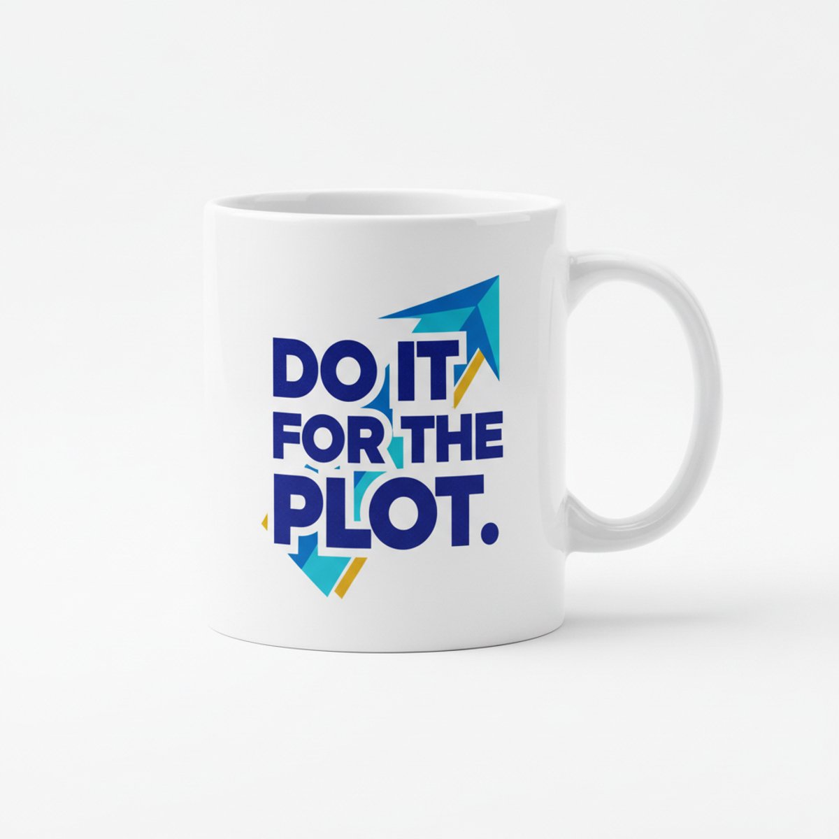 Motiverende Tekst Mok 330 ml – “Do It for the Plot” Moderne Koffie- & Theemok Cadeau