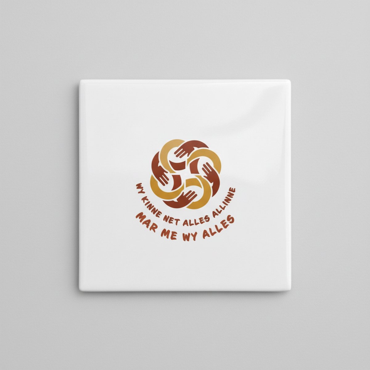 Nevolis Eenheid & Samen Sterk Keramische Tegel – “Wy Kinne Net Alles Allinne” Inspirerende Quote Wanddecoratie – 15 × 15 cm Multi Color