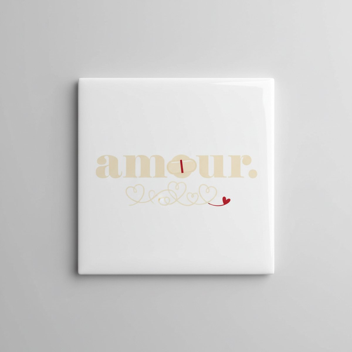 Amour Liefde Tekst Decoratieve Tegel 15×15 cm – Elegante Romantische Wandtegel voor Slaapk