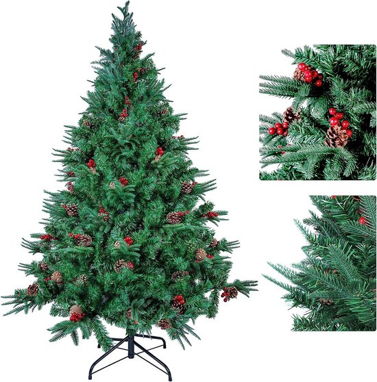 kersttoef met blauwe bessen en dennenappels
