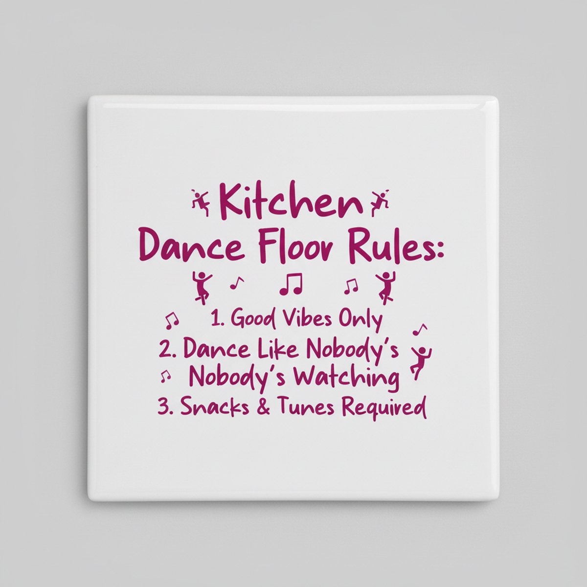 Nevolis Kitchen Dance Floor Rules Tegel – Grappige Keuken Quote Wanddecoratie – Keramische Tegel 15 x 15 cm Multi Color