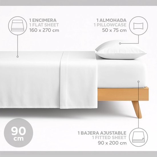 BENETTON ENSEMBLE DE DRAPS DOUBLE 4PCS : DRAP PLAT (240x240CM +5CM