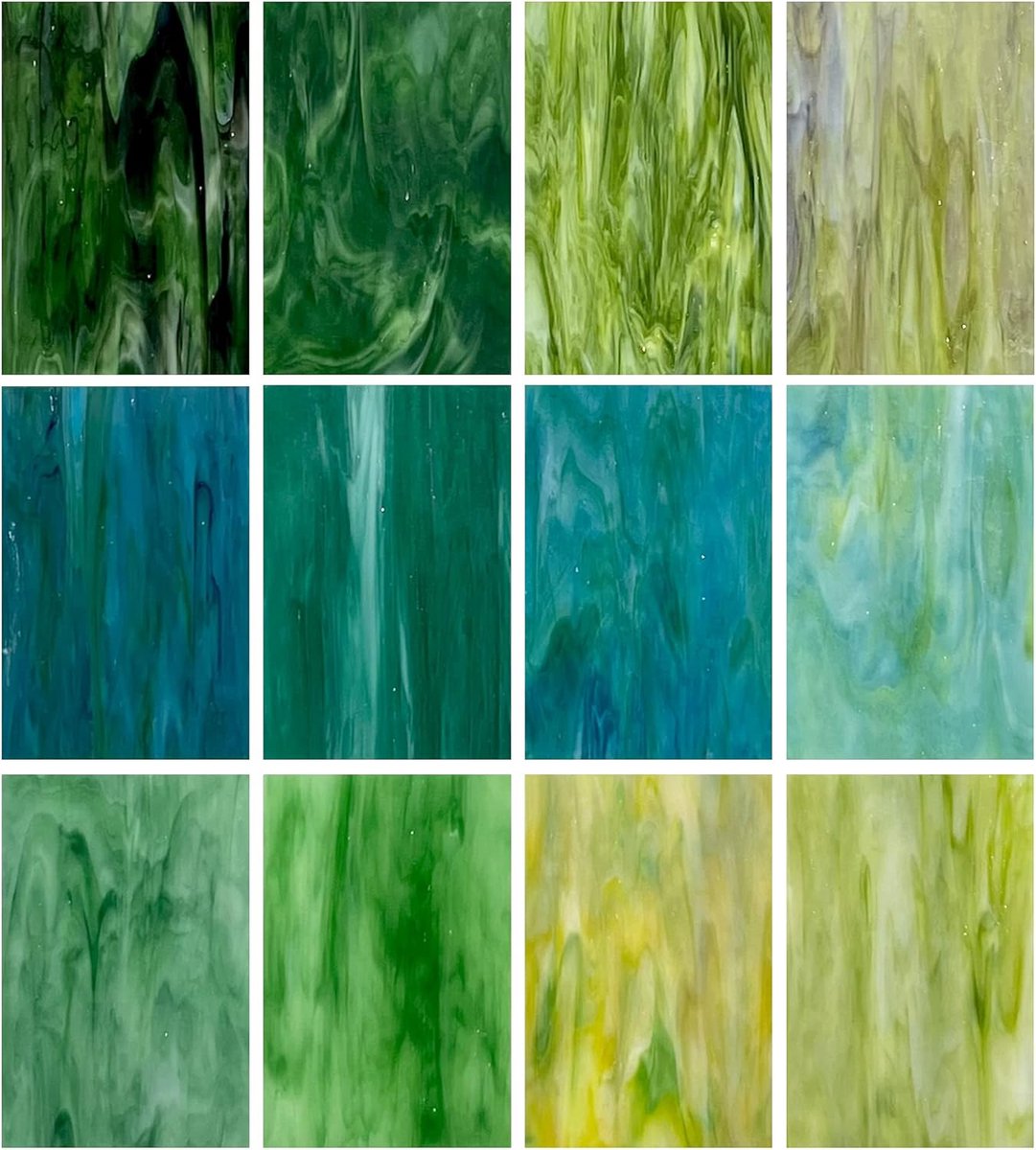 Set van 12 Glas-in-lood Vellen voor Ambachten en Decoratie