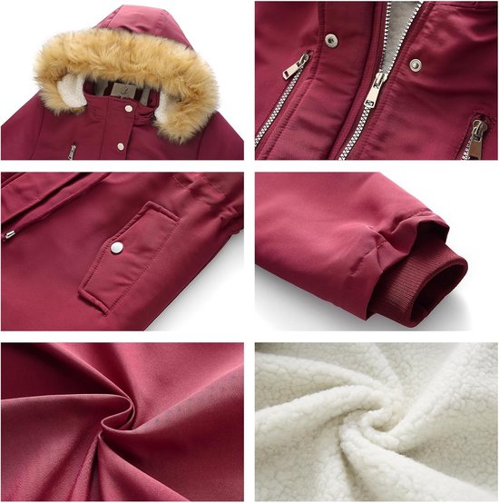 YFPICO Verdikt donsjack met krabbelpatroon, winterjas voor meisjes, kinderen, warme parka met capuchon, outwear, paars, 116