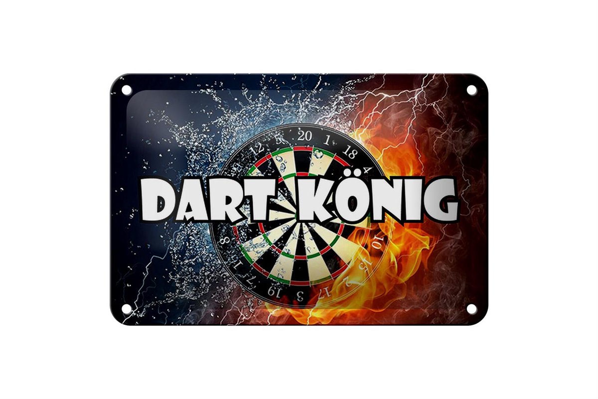 Blechschild Spruch 18x12cm Darts Dart König