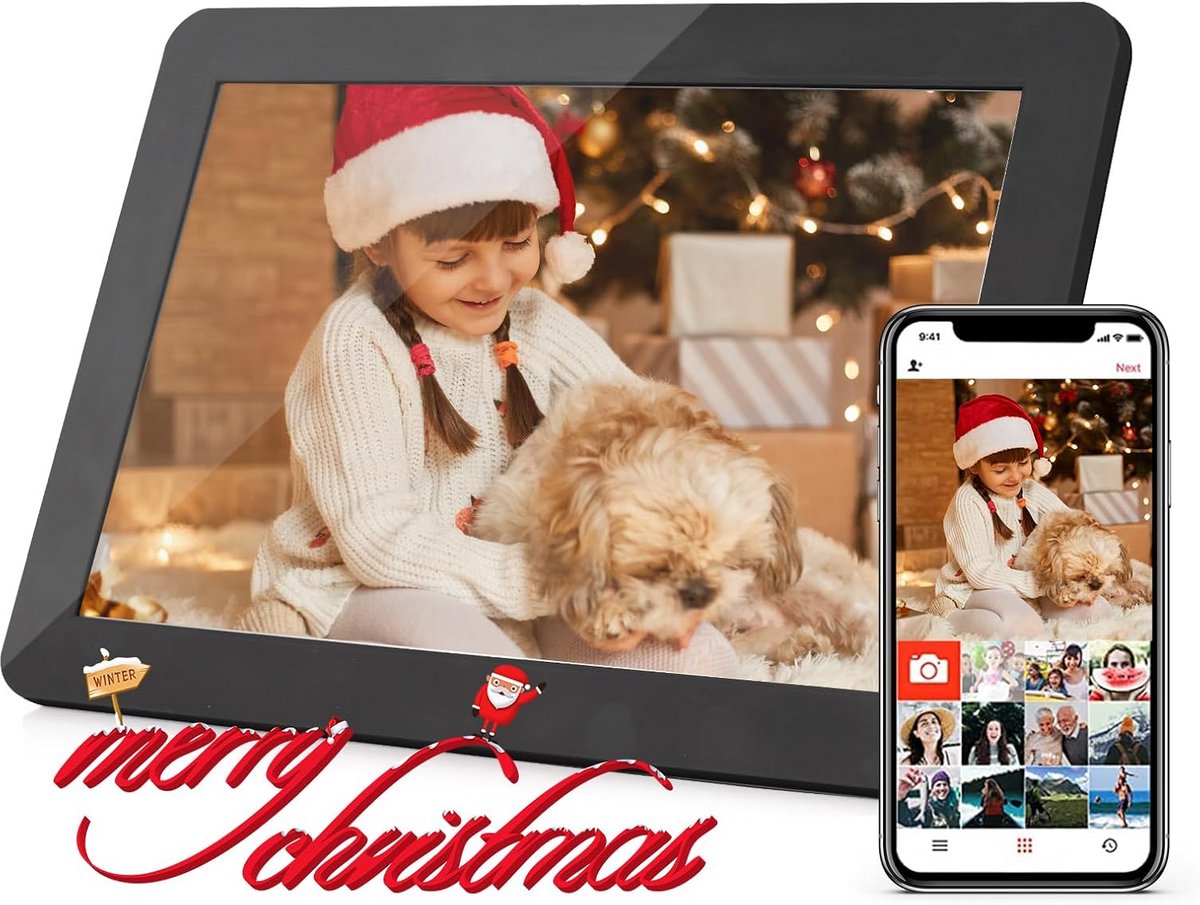 Digitale Fotolijst 10.1 Inch HD Wifi Touchscreen met 16GB Geheugen en Automatische Rotatie