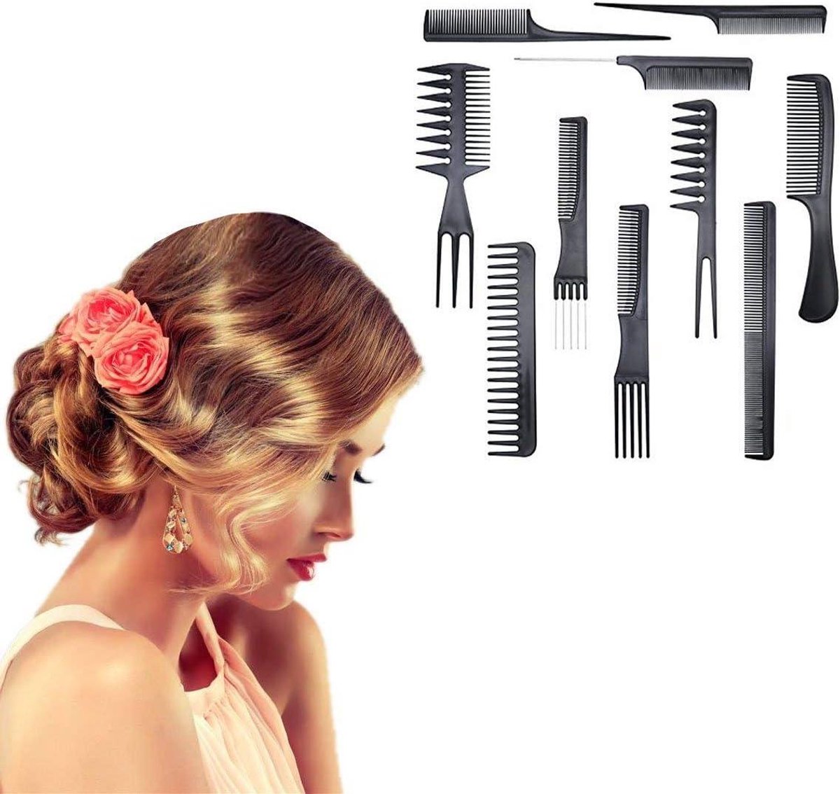 Professionele Kapperskammen Set - Salon, Kappers, Barbier - 10 stuks