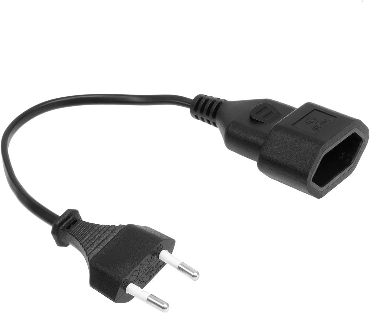Korte Verlengkabel met Platte Eurostekker 20 cm