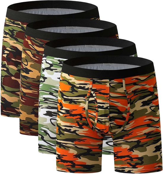 HAVVIS Boxershorts voor heren, lange pijpen, super zachte bamboe herenondergoed met gulp, A02 - 9 stuks, 3XL