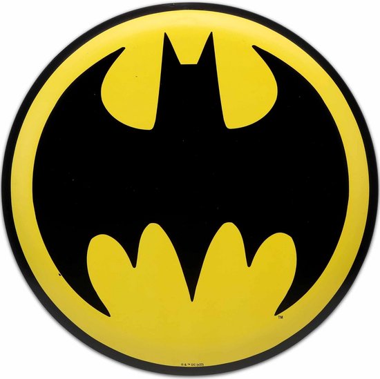 Panneau Batman Chauve-souris Métallique - Décoration Murale à Relief Rond pour Man Cave ou Salle de Cinéma
